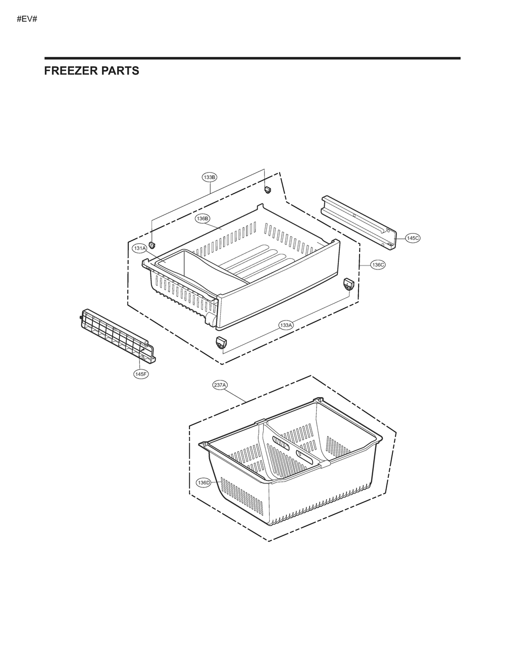 Freezer Parts Diagram and Parts List for GM-L268NQJM ASWCSE2 LG Refrigerator