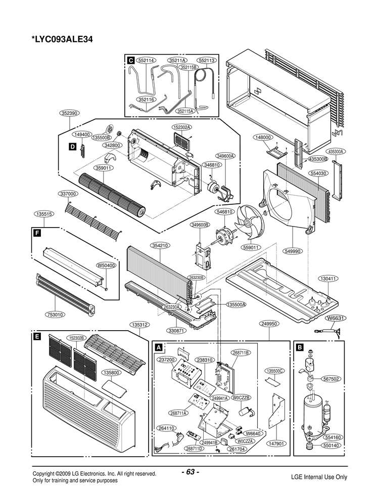 Air Conditioner Exploded View 1 Diagram and Parts List for LP090CED ASBBEUS LG Air Conditioner