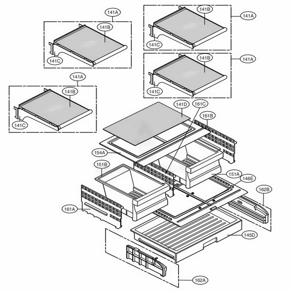 Refrigerator Parts Diagram and Parts List for 71023 ASTCSE2 LG Refrigerator