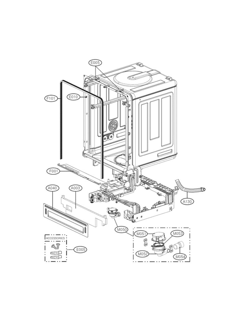 Case Parts Diagram and Parts List for LDF8874ST 00 LG Dishwasher