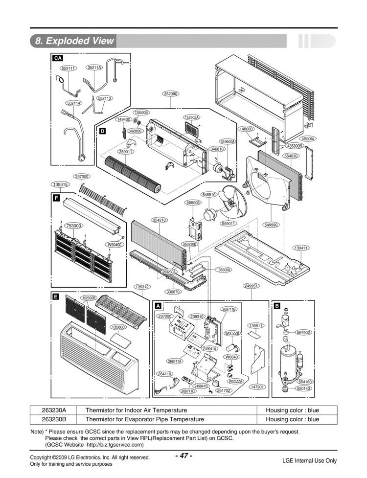 Air Conditioner Exploded View 1 Diagram and Parts List for LP155CED1  LG Air Conditioner