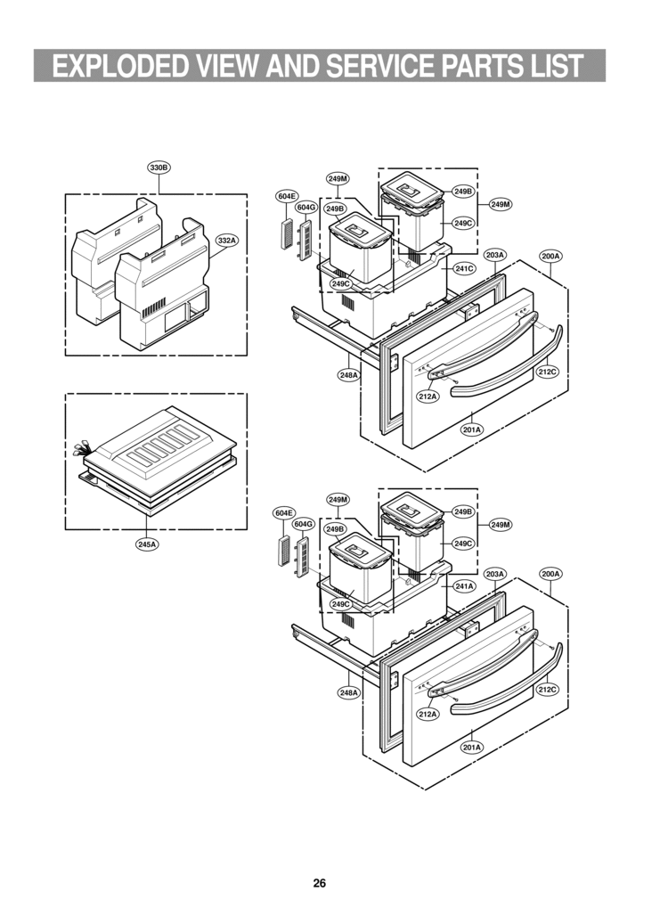Refrigerator Exploded View 2 Diagram and Parts List for GR-K09S GR-K09S LG Refrigerator