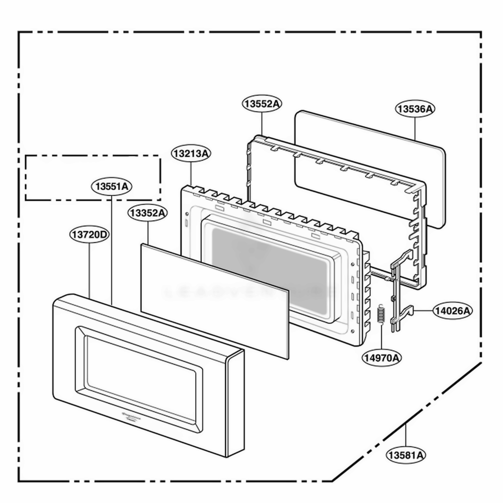 Door Parts Diagram and Parts List for GLMB186CS AWHEGEF LG Wall Oven