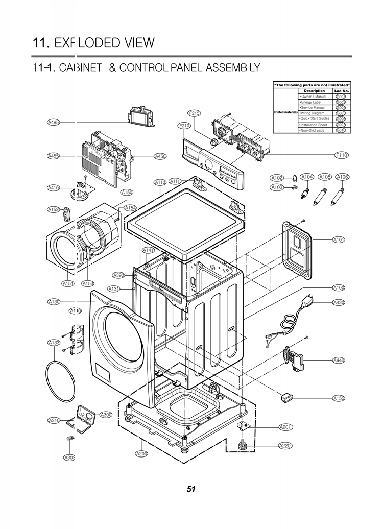 Exploded View Diagram and Parts List for WM2301HW ABWEEUS LG Washer