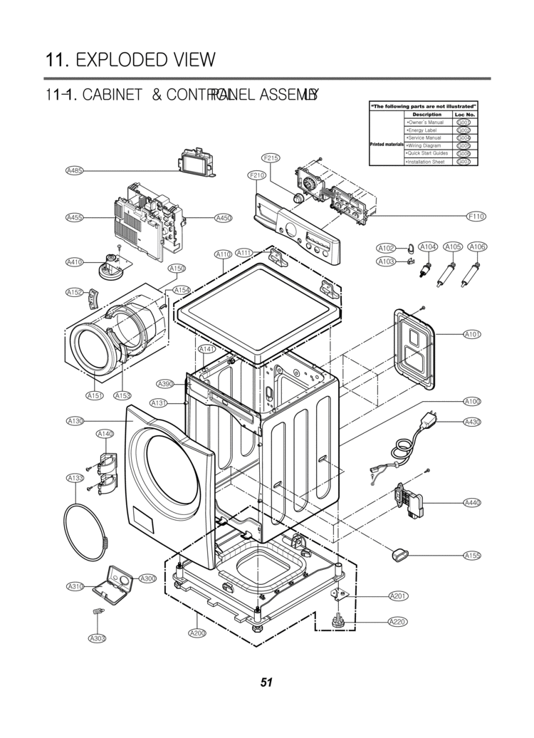 CABINET & CONTROL PANEL ASSEMB LY  EXPLODED VIEW Diagram and Parts List for WM2301HR  LG Washer