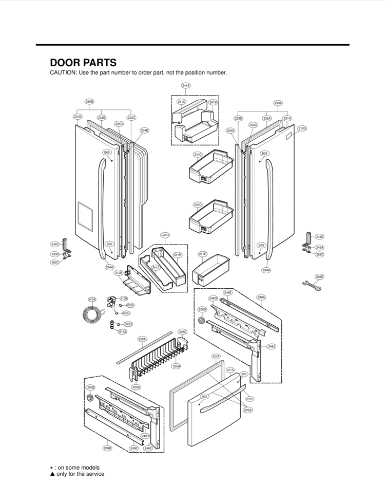 DOOR PARTS Diagram and Parts List for LFX25961SB  LG Refrigerator