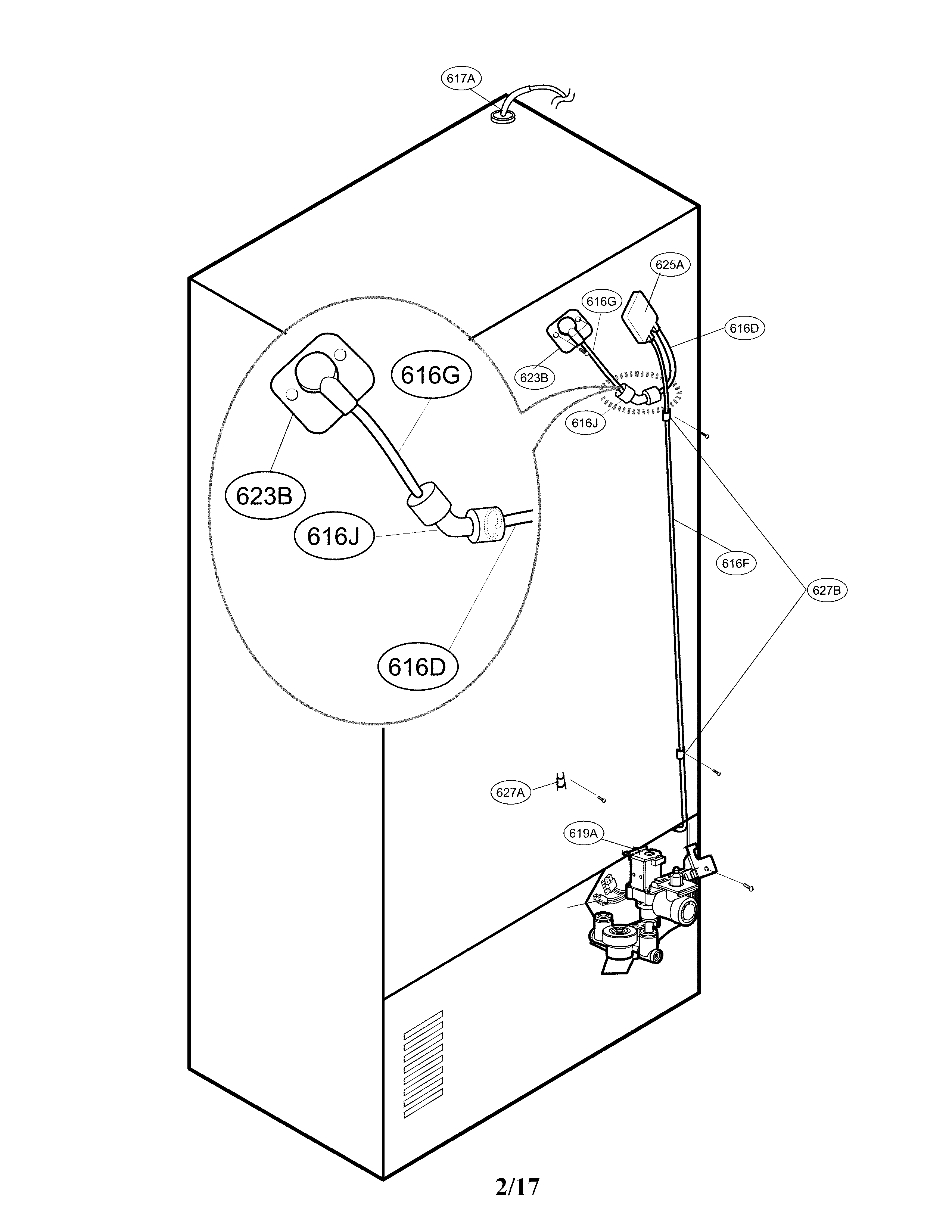 Valve And Water Parts Diagram and Parts List for 79572495610  Kenmore Refrigerator