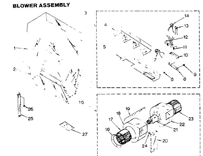 Blower Assembly Diagram and Parts List for 2335607511  Kenmore Range Hood