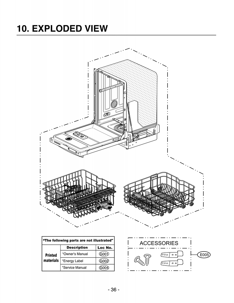 ACCESSORIES   EXPLODED VIEW Diagram and Parts List for LDF9932ST D1412TB LG Dishwasher