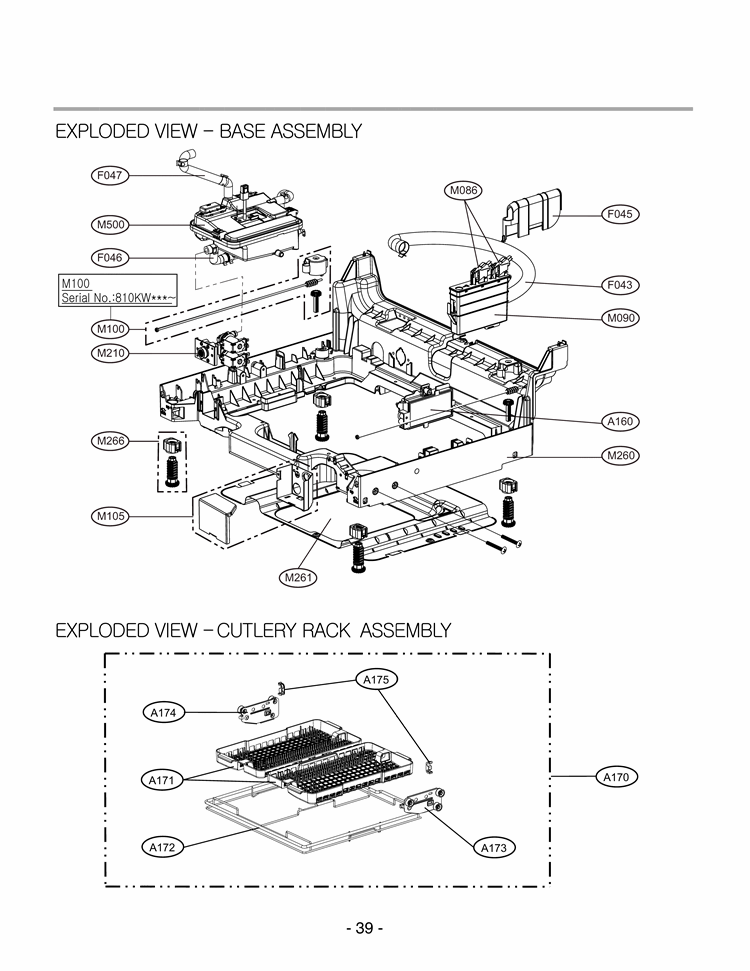 EXPLODED VIEW  BASE ASSEMBLY Diagram and Parts List for LDF9932ST D1412TB LG Dishwasher