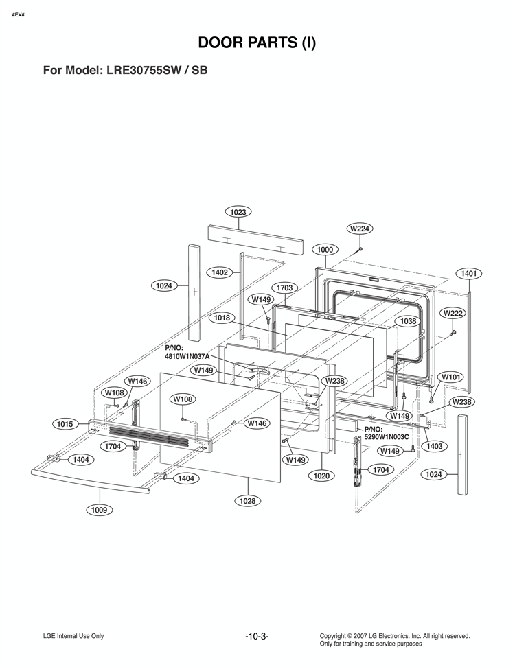 DOOR PARTS I Diagram and Parts List for LRE30755SB LRE30755SB/03 LG Range
