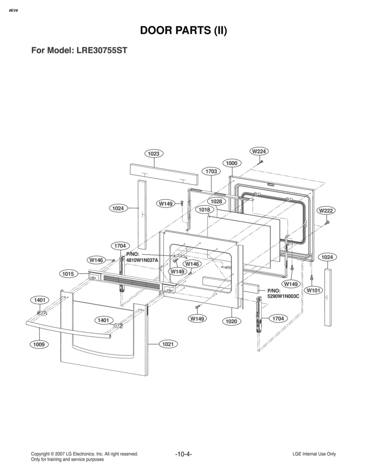 DOOR PARTS II Diagram and Parts List for LRE30755ST  LG Range