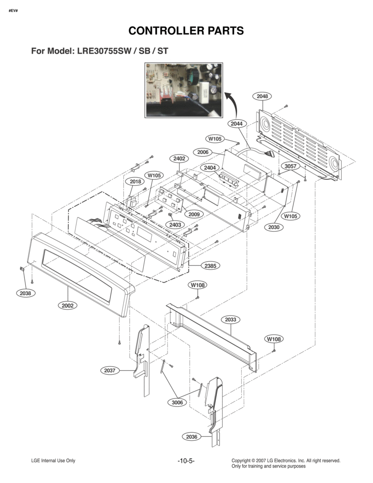 CONTROLLER PARTS Diagram and Parts List for LRE30755ST  LG Range