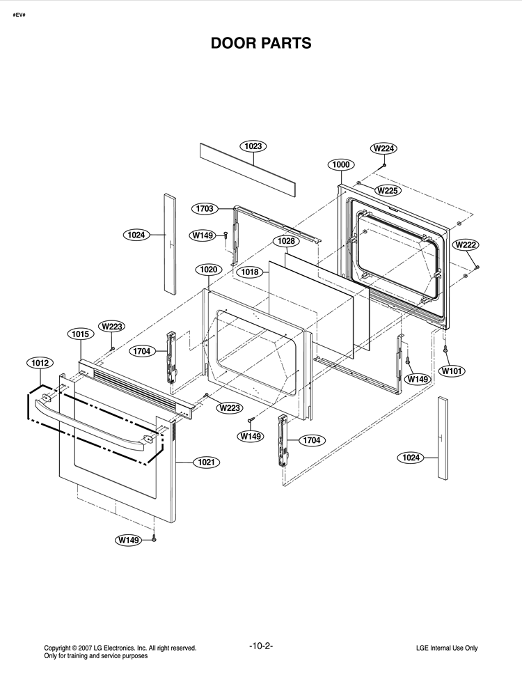 DOOR PARTS Diagram and Parts List for LRE30955ST  LG Range