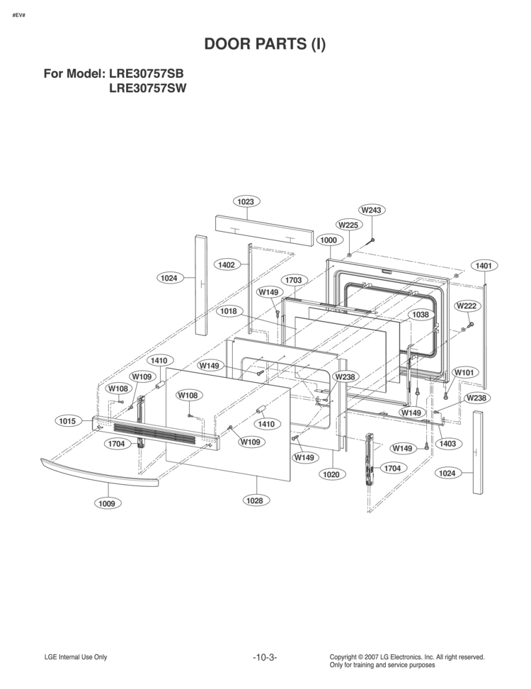 DOOR PARTS I Diagram and Parts List for LRE30757SB LRE30757SB/01 LG Range