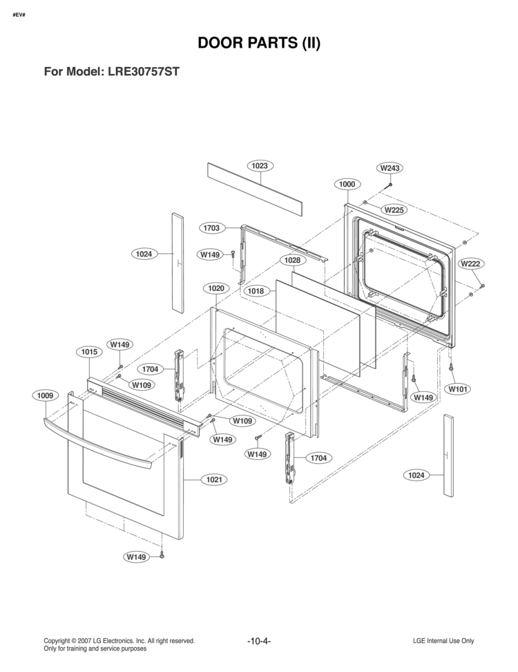 DOOR PARTS II Diagram and Parts List for LRE30757ST LRE30757ST/00 LG Range