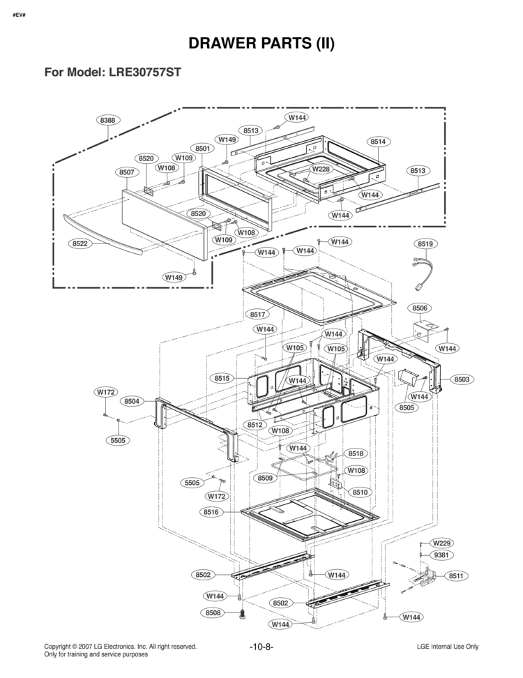 DRAWER PARTS II Diagram and Parts List for LRE30757ST LRE30757ST/00 LG Range