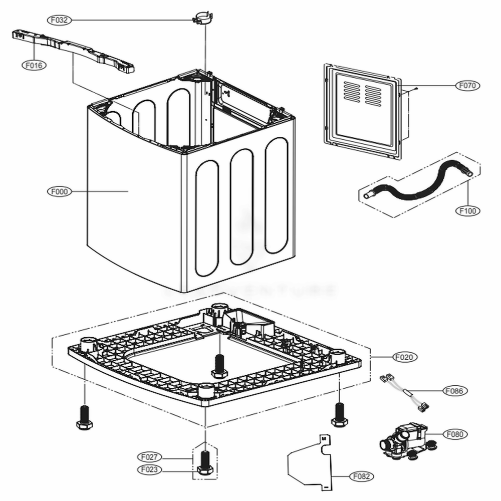 Outer Case Assembly Diagram and Parts List for WT1301CW ABWEVUS LG Washer