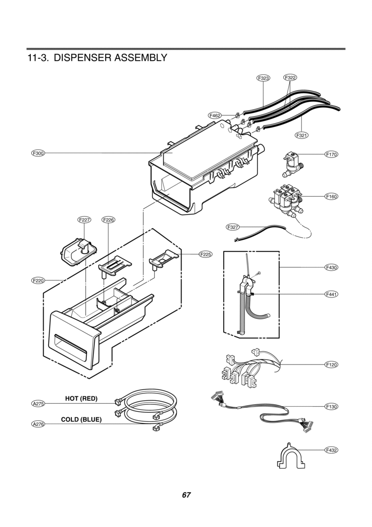 DISPENSER ASSEMBLY Diagram and Parts List for WM2901HVA WM2901HVA /00 LG Washer