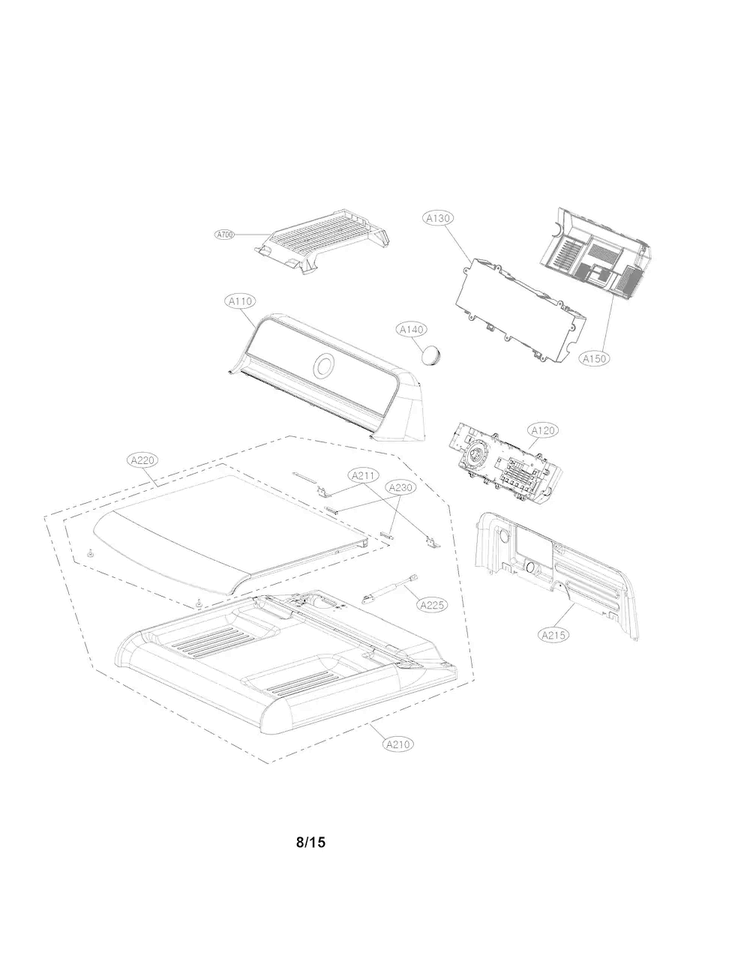 Control Panel Parts Diagram and Parts List for DLGX7701WE  LG Dryer