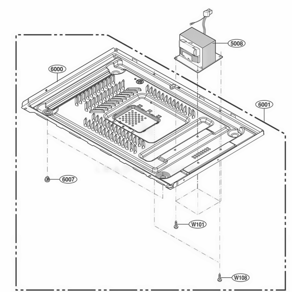 Base Plate Parts Diagram and Parts List for 66339 CBKESEA LG Range