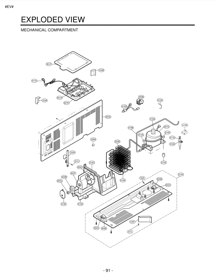 MECHANICAL COMPARTMENT EXPLODED VIEW Diagram and Parts List for LSC27921SW  LG Refrigerator