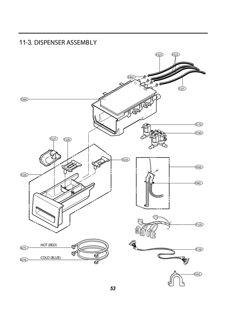 DISPENSER ASSEMB LY Diagram and Parts List for WM2455HW ABWEEUS LG Washer