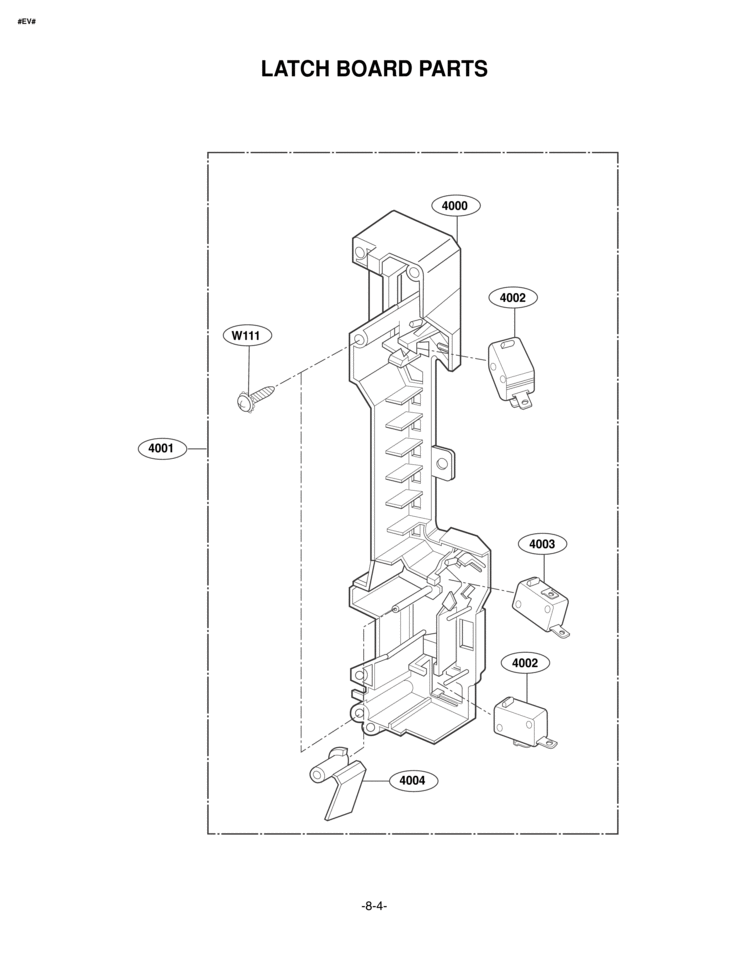 LATCH BOARD PARTS Diagram and Parts List for MV1604SW MV1604SW/01 LG Microwave