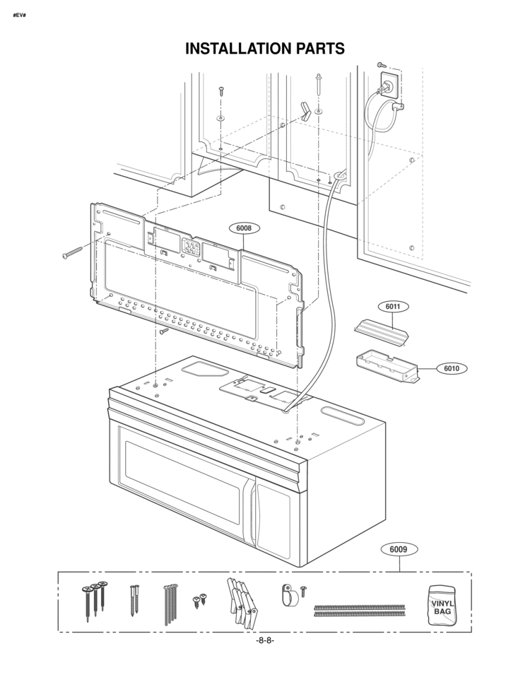 INSTALLATION PARTS Diagram and Parts List for MV1604SW MV1604SW/01 LG Microwave