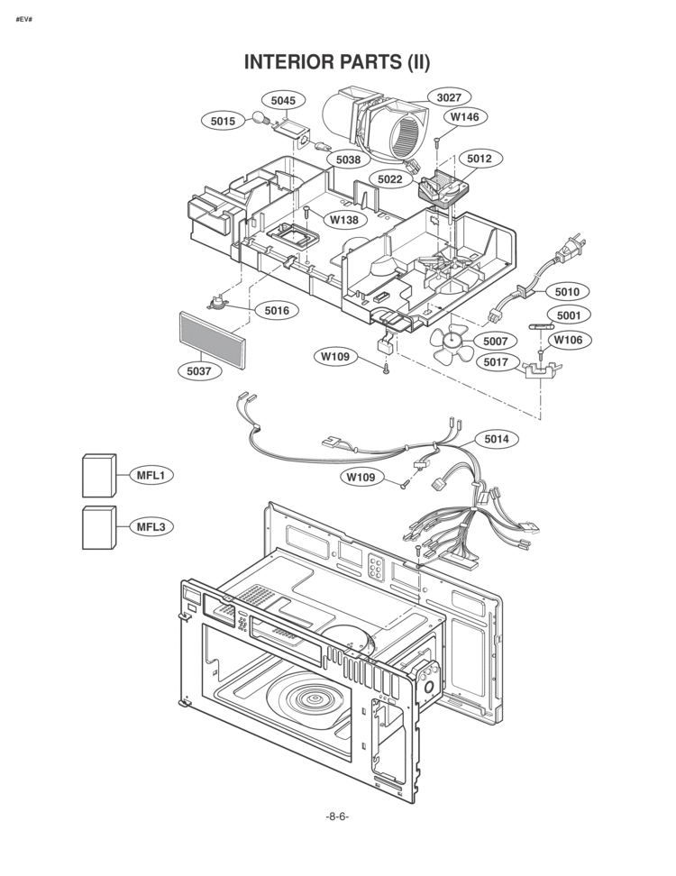 INTERIOR PARTS II Diagram and Parts List for MV1735B  LG Microwave
