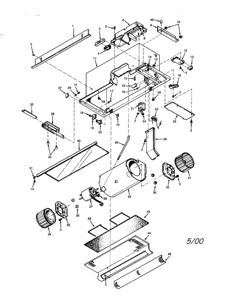 Range Hood Diagram and Parts List for 2335998892  Kenmore Range Hood