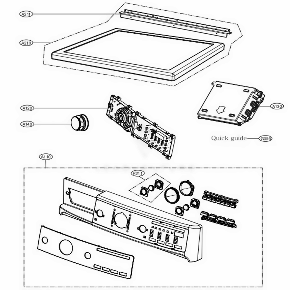 Control Panel And Plate Assembly Diagram and Parts List for 81072 ABWESEU LG Dryer