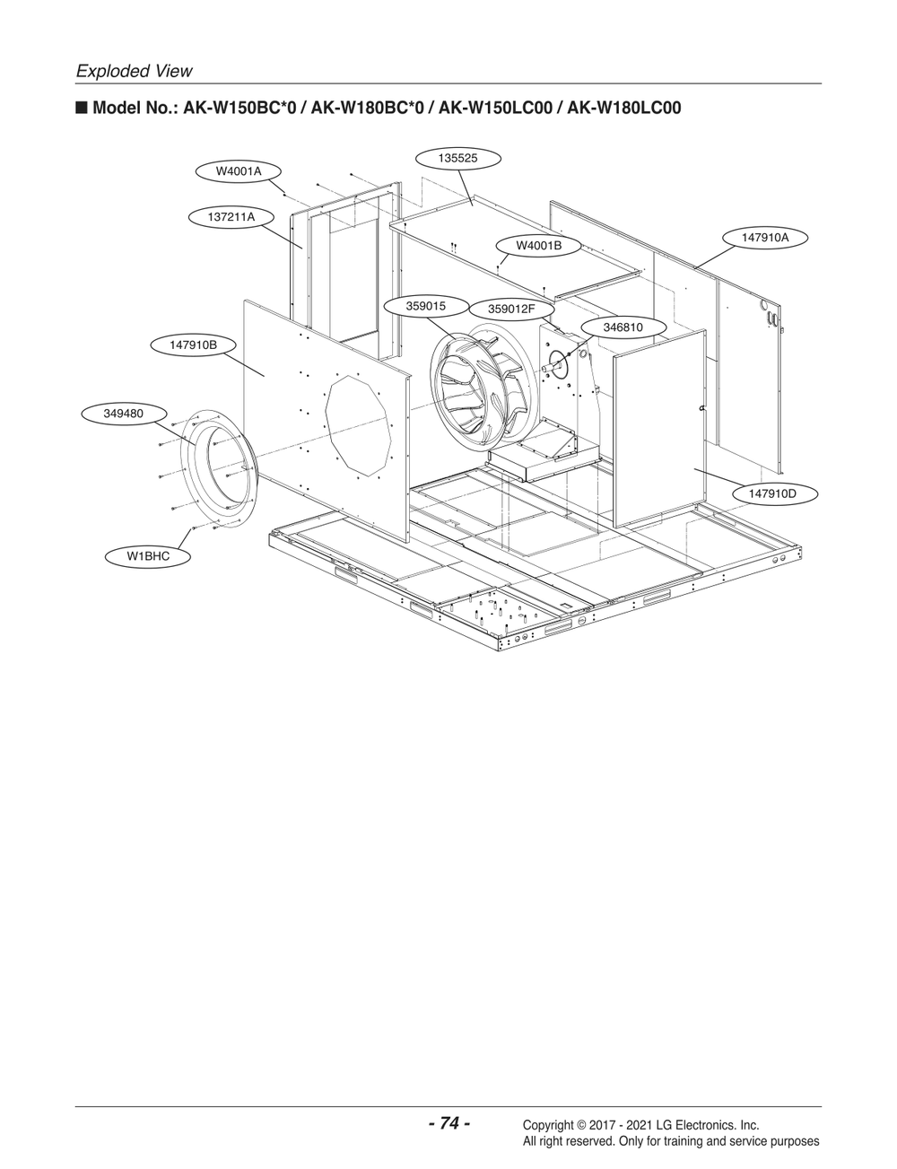 Diagram 4 Diagram and Parts List for AK-W150LC00 ADGBLCL LG Air Conditioner
