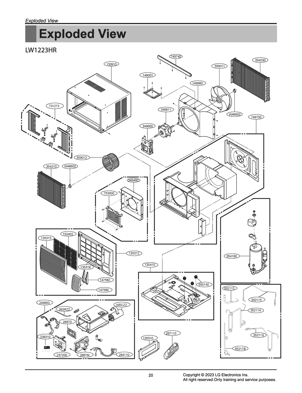 Diagram 1 Diagram and Parts List for W3NX12CNGE0 AT3ALO4 LG Air Conditioner