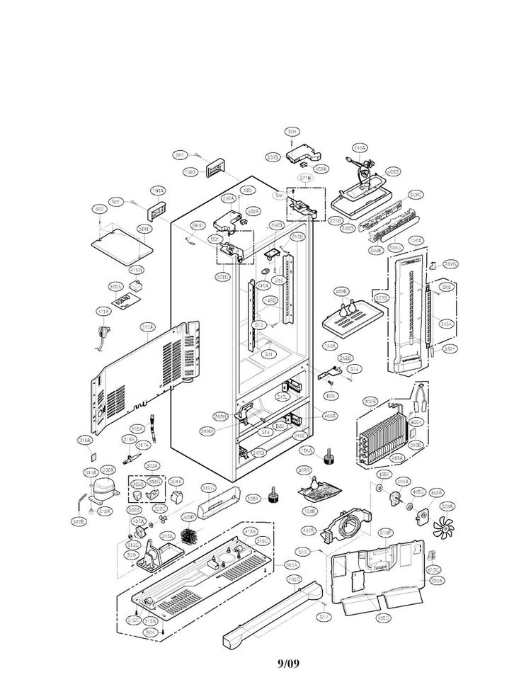 Case Parts Diagram and Parts List for LMC25780SW  LG Refrigerator