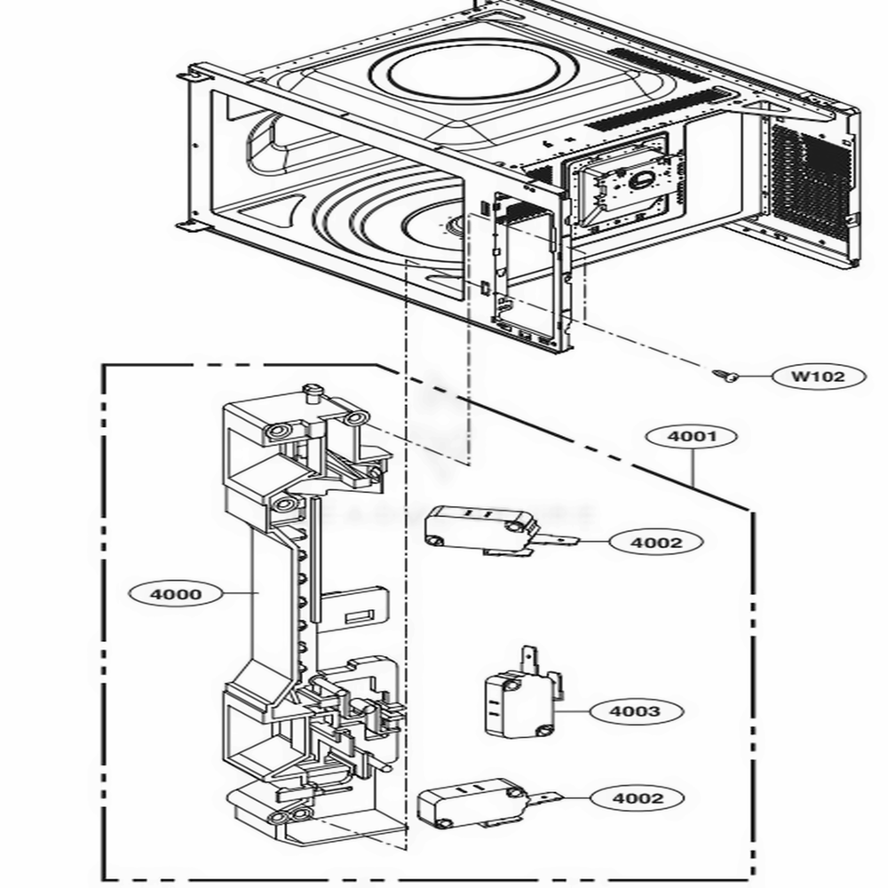 Latch Board Parts Diagram and Parts List for LCS1413SB CBKELGA LG Wall Oven