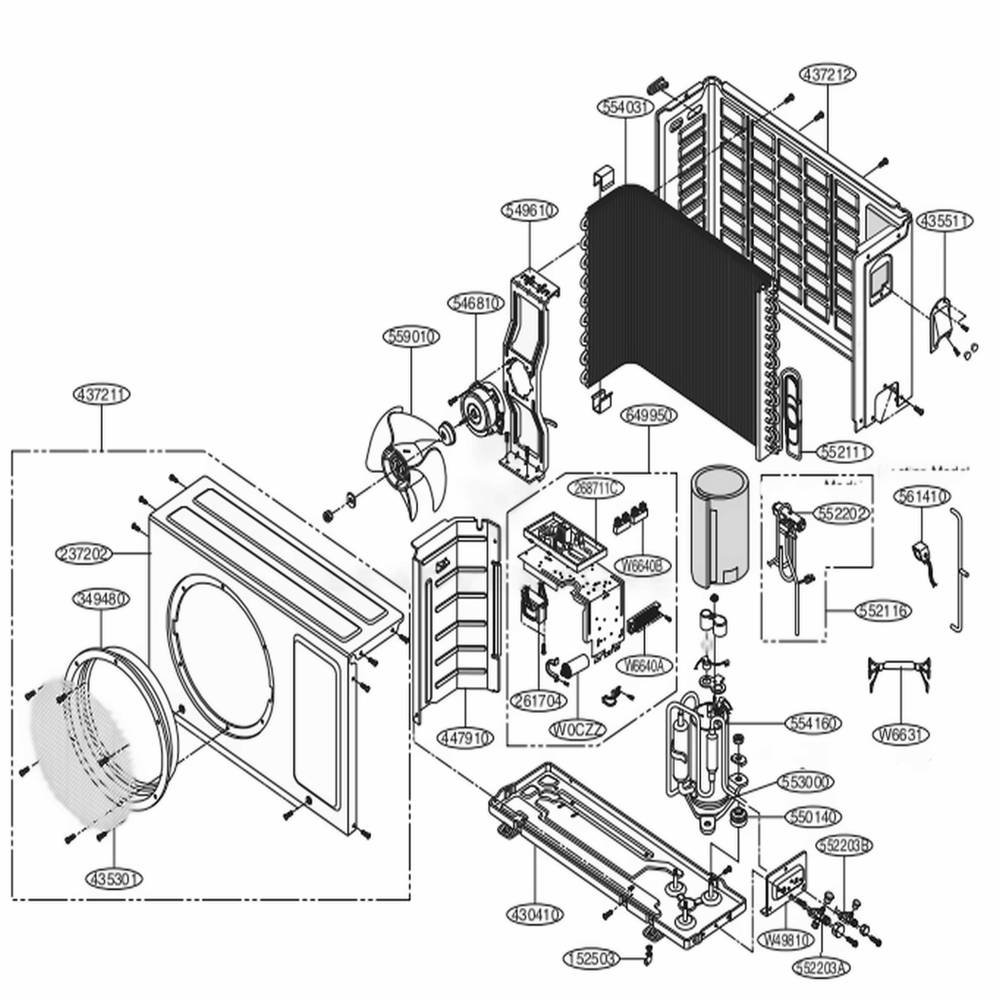 Outdoor Unit Diagram and Parts List for LSUL1210CL AMBCEUS LG Air Conditioner