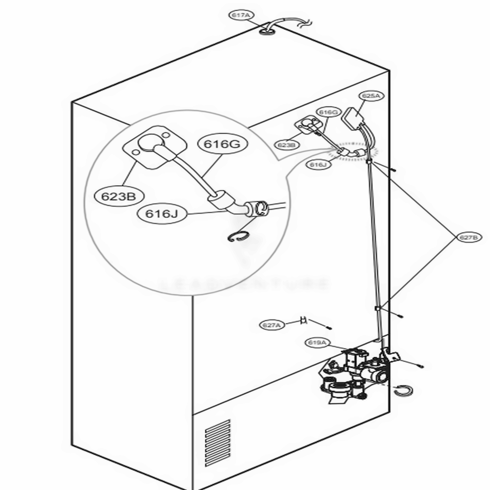 Valve And Water Tube Parts Diagram and Parts List for 71053 ASTCSE4 LG Refrigerator