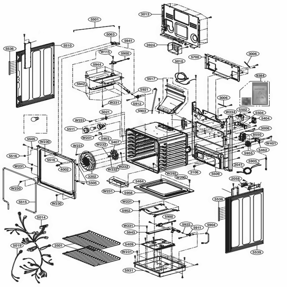 Cavity Parts Diagram and Parts List for LRG3194BD FBDELGA LG Range