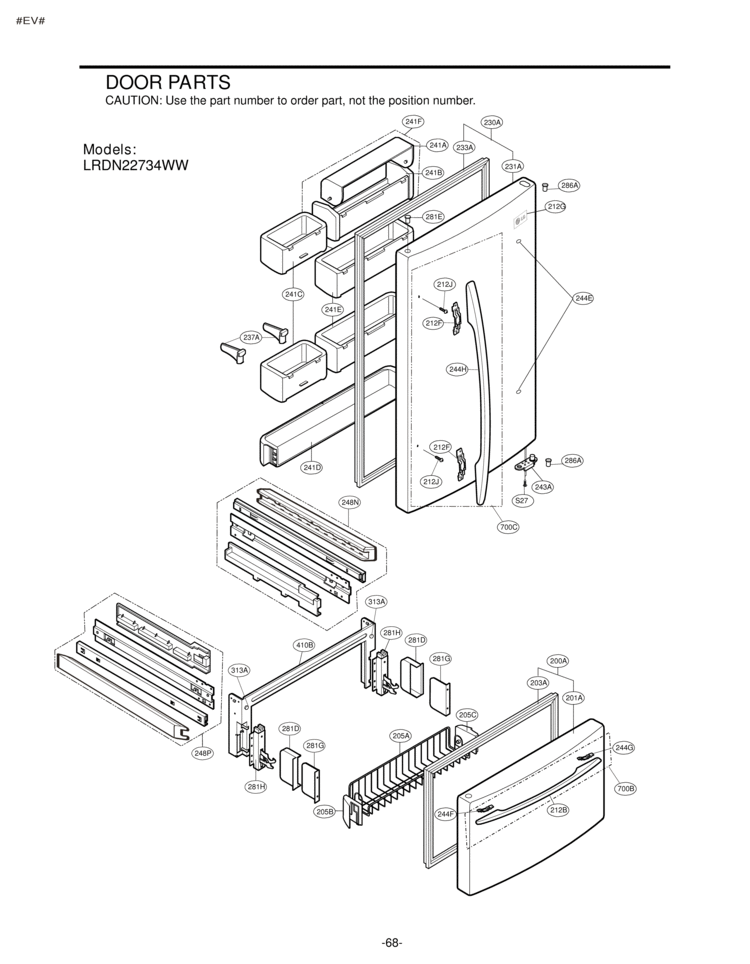 DOOR PARTS         Models Diagram and Parts List for LRDN22734TT  LG Refrigerator