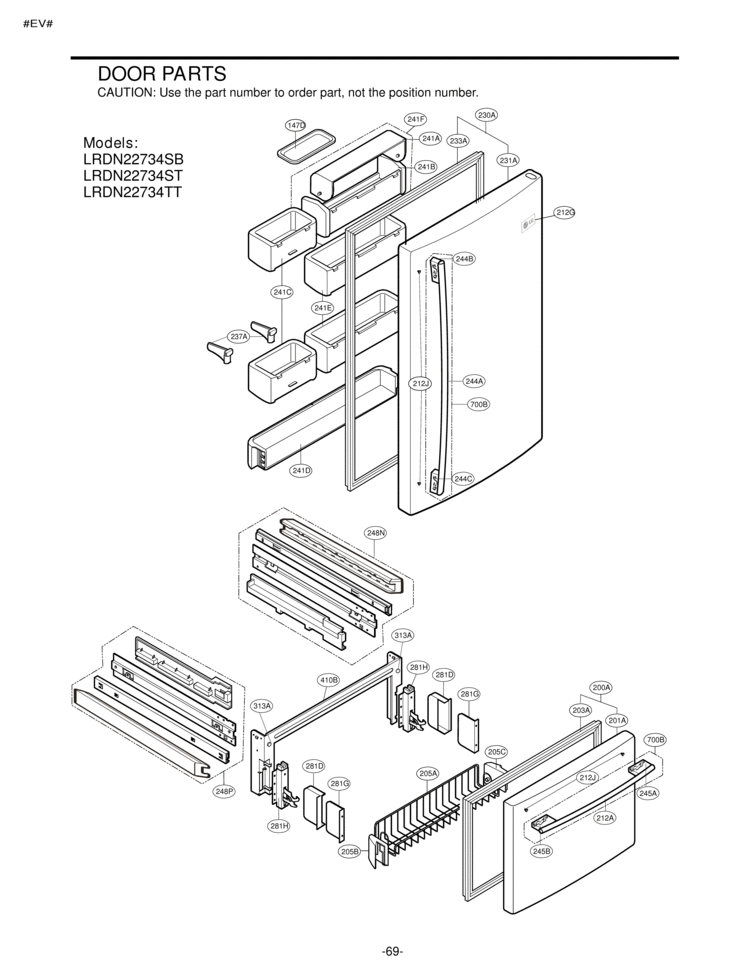 DOOR PARTS          Models Diagram and Parts List for LRDN22734TT  LG Refrigerator