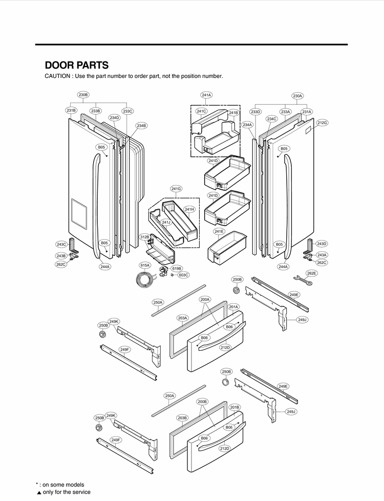 DOOR PARTS Diagram and Parts List for LMX25985ST GR-L25AUSJP LG Refrigerator