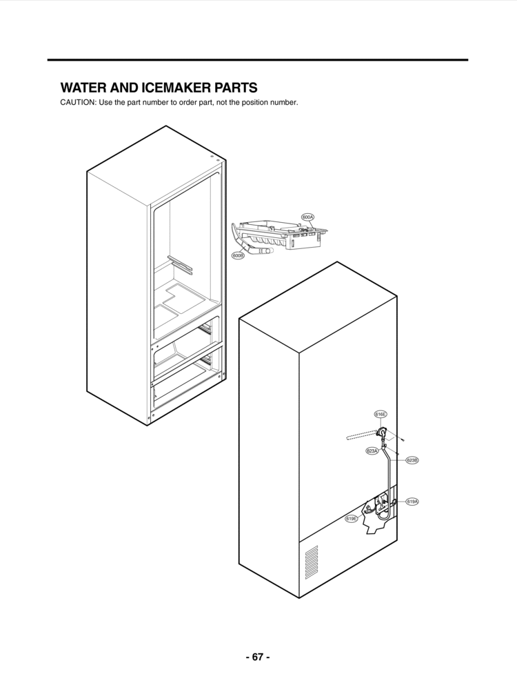 WATER AND ICEMAKER PARTS Diagram and Parts List for LMC25780AL  LG Refrigerator