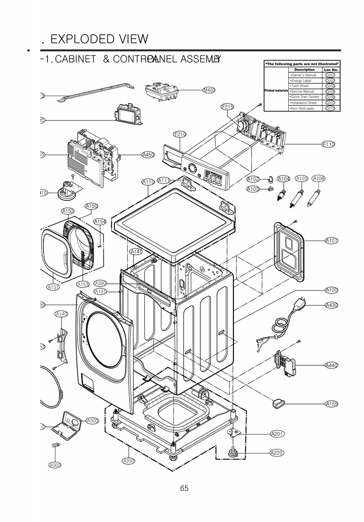 EXPLODED VIEW  CABINET & CONTROL PANEL ASSEMB LY Diagram and Parts List for WM2801HWA ABWEEUS LG Washer