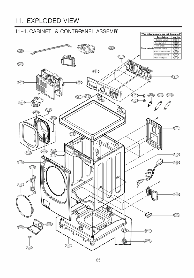 EXPLODED VIEW  CABINET & CONTROL PANEL ASSEMB LY Diagram and Parts List for WM2801HRA ACREEUS LG Washer