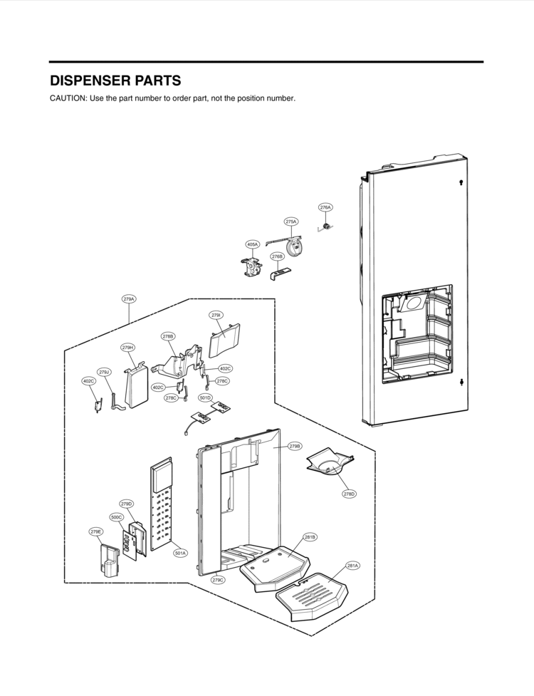 DISPENSER PARTS Diagram and Parts List for LMX28983ST LMX28983ST /02 LG Refrigerator