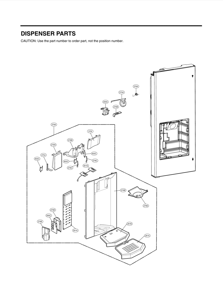 DISPENSER PARTS Diagram and Parts List for LMX28987ST LMX28987ST /01 LG Refrigerator