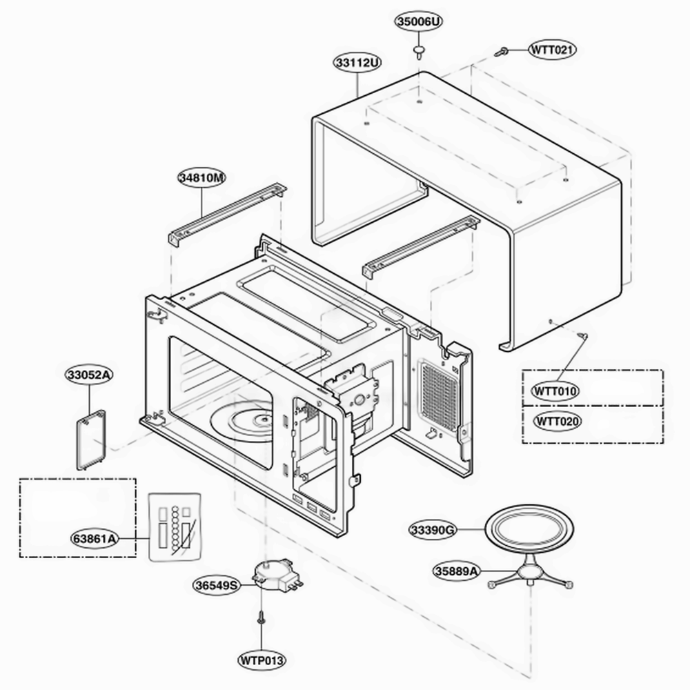 Oven Cavity Parts Diagram and Parts List for MT1078SGB SGEWRP LG Range