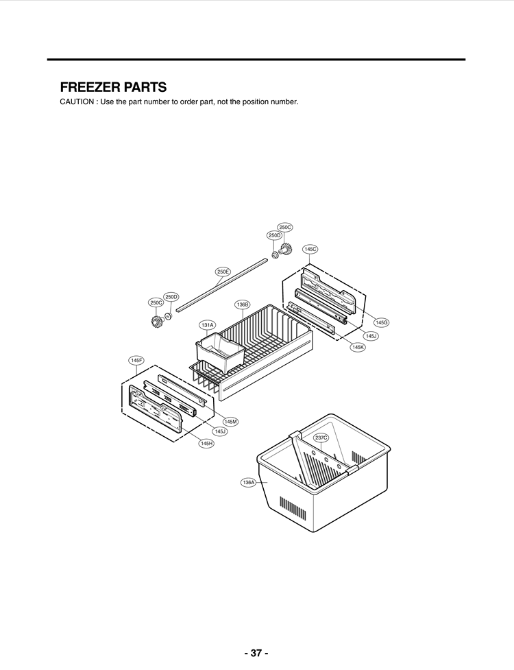 FREEZER PARTS Diagram and Parts List for LFC25770SW ASW5LGA LG Refrigerator