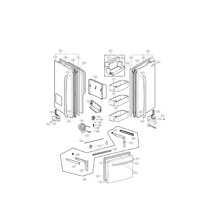 Door Diagram and Parts List for LFX28977SW 00 LG Refrigerator